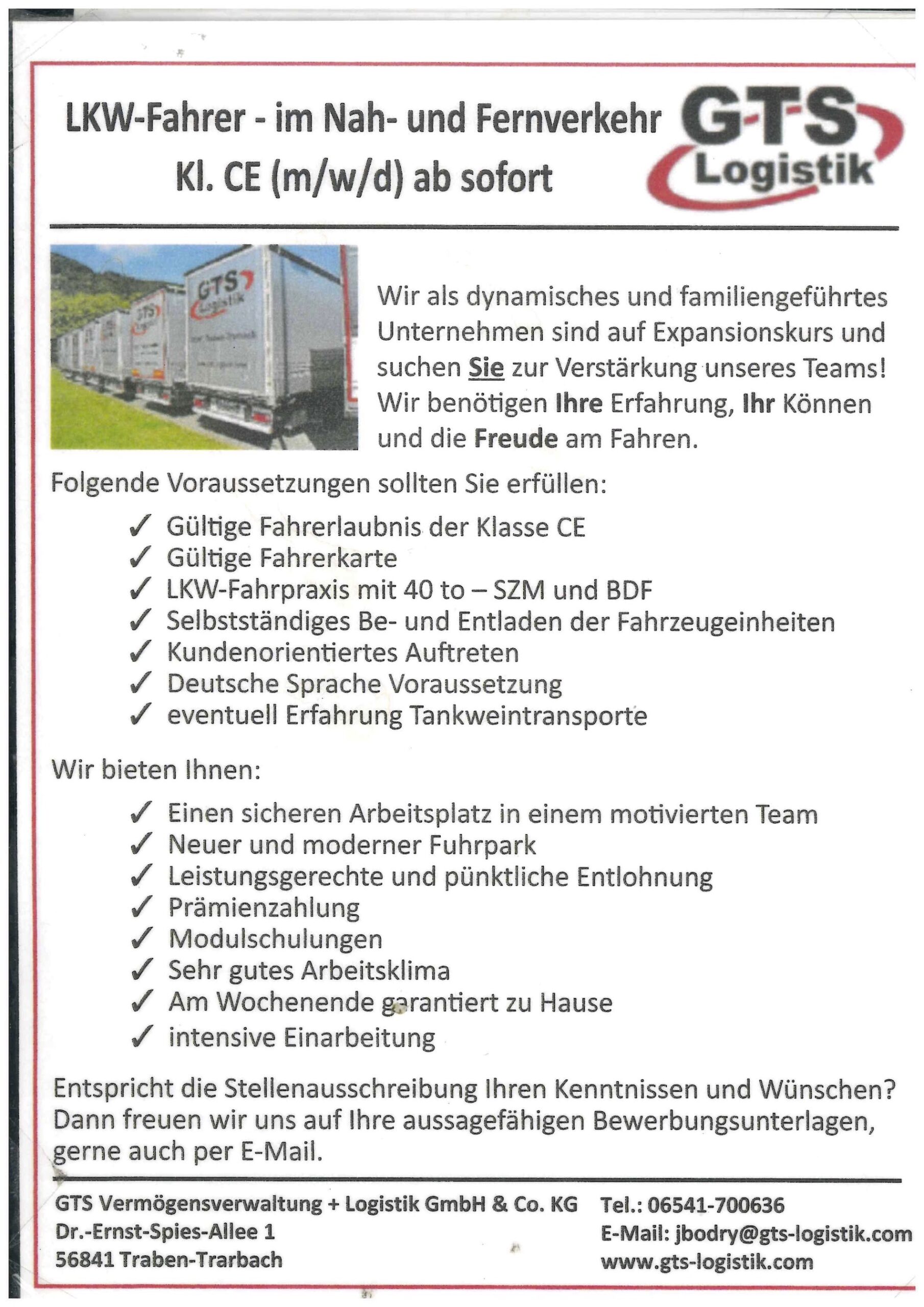 Stellenanzeige LKW-Fahrer Kopie